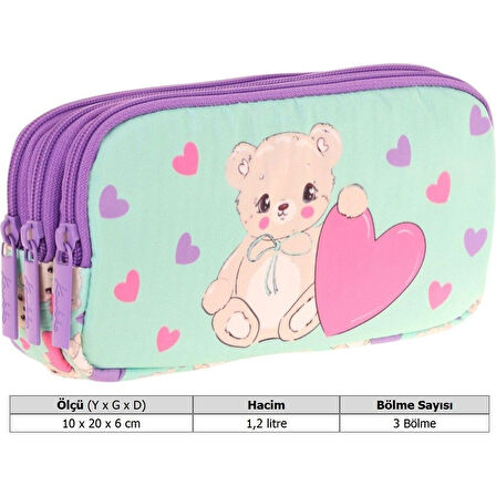 Kaukko Kıds 3 Bölmeli Kalem Çantası (plush Bear)krn-L8239