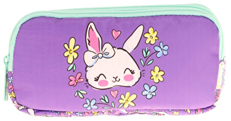 Kaukko Kids Yeşil Mor, Sevimli Tavşan, Kız Çocuk Üç Gözlü Okul Kalem Çantası - L8242
