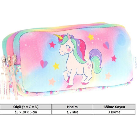Kaukko Kıds 3 Bölmeli Kalem Çantası (plush Unıcorn)krn-L8243