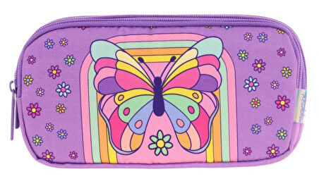 Kaukko Kids Mor Pembe, Kelebek, Kız Çocuk Üç Gözlü Okul Kalem Çantası - L8248