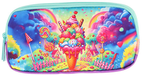 Kaukko Kids Mavi Yeşil, Dondurma, Kız Çocuk Üç Gözlü Okul Kalem Çantası - L8251