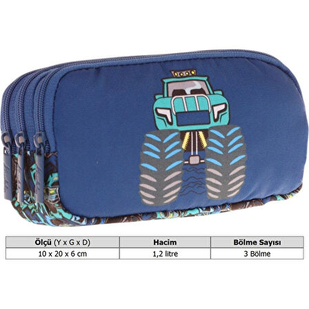Kaukko Kıds 3 Bölmeli Kalem Çantası (leather Truck)krn-L8261