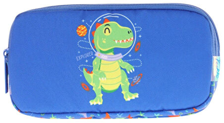 Kaukko Kids Mavi Yeşil, Dinazor, Erkek Çocuk Üç Bölmeli Okul Kalem Çantası - L8262