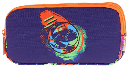 Kaukko Kids Turuncu Lacivert, Futbol Topu Baskılı, Erkek Çocuk Üç Bölmeli Okul Kalem Çantası - L8269
