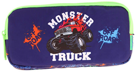 Kaukko Kids Yeşil Lacivert, Kamyon, Erkek Çocuk Üç Bölmeli Kalemlik/Kalem Çantası - L8279