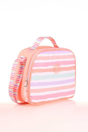 Kaukko Double Stripe Beslenme Çantası Salmon K9041
