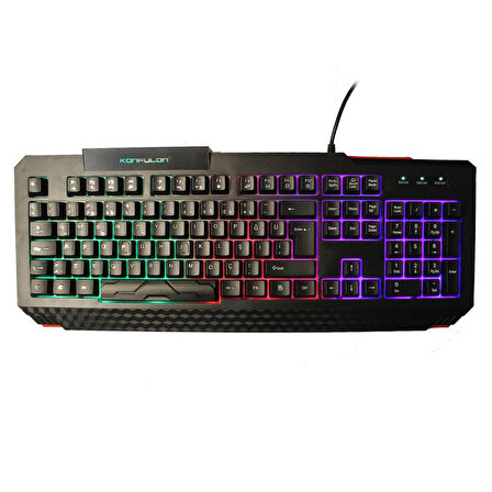 Konfulon V2 ile Uyumlu Rgb Işıklı Gaming Oyuncu Türkçe Q Klavye