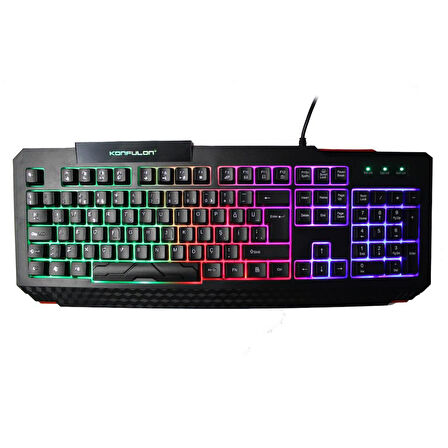 Konfulon V2 ile Uyumlu Rgb Işıklı Gaming Oyuncu Türkçe Q Klavye