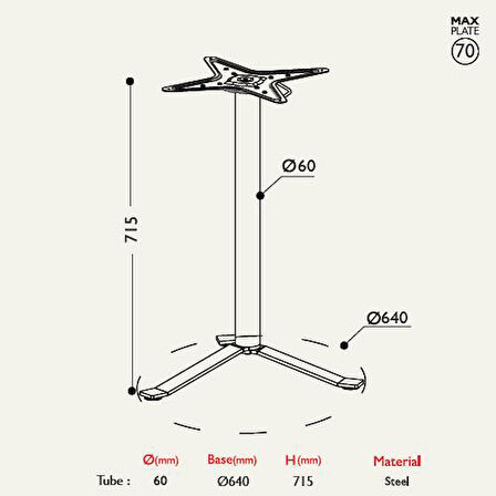 Toplanır Masa Ayağı 11.508 - Taban Çapı 64cm 