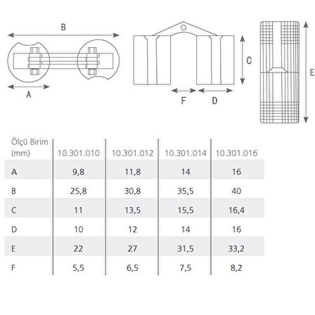 Silindir Masa Menteşesi Pirinç 14mm (2 Adet)