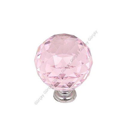 Küre Kristal Kulp 30mm Pembe (2 Adet)