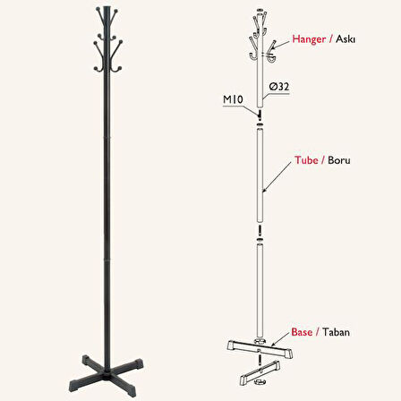 Portatif Ayaklı Elbise Askısı 32mm