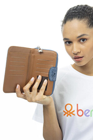 United Colors Of Benetton Kadın Cüzdan BNT 1139 - Kot Laci Camel - STD