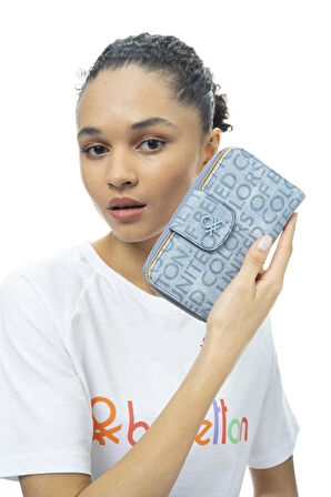 United Colors Of Benetton Kadın Cüzdan BNT 1139 - Kot Mavi-Camel - STD