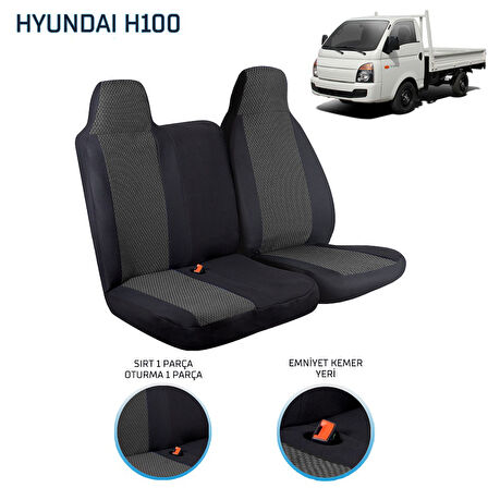 Hyundai H100 2+1 Ön Koltuk Kılıf Seti Siyah