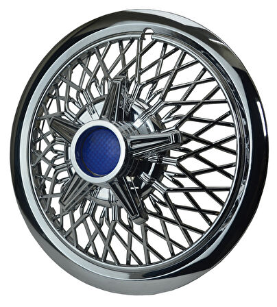 Jant Kapağı Kırılmaz Telli Yıldız Fırfırlı Mavi 12" ABS Krom Paslanmaz 4'lü (TAKIM OLARAK)