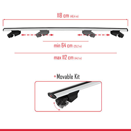 Ara Atkı Tavan Barı Hook Model 140cm Gri (2 Adet)