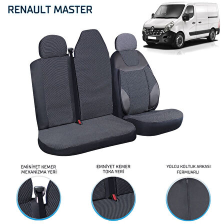 Renault Master 2+1 Ön Koltuk Kılıf Seti Siyah