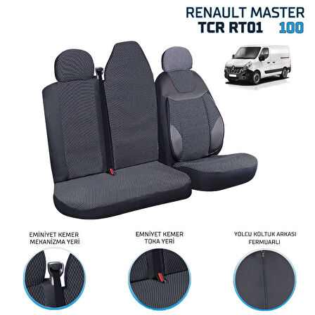 Renault Master 2+1 Ön Koltuk Kılıf Seti Siyah