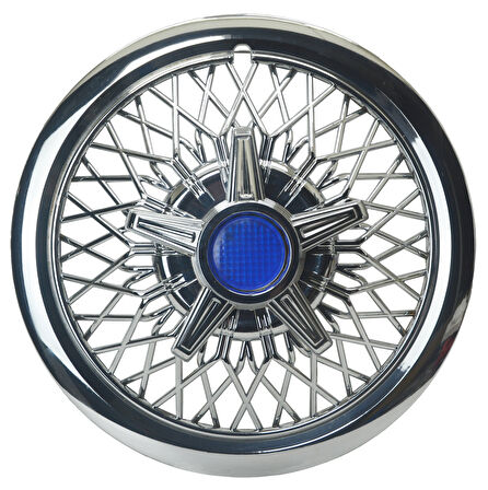 Jant Kapağı Kırılmaz Telli Yıldız Fırfırlı Mavi 13" ABS Krom Paslanmaz 4'lü (TAKIM OLARAK)