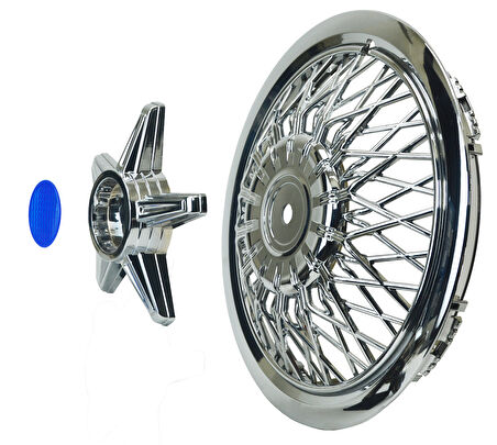 Jant Kapağı Kırılmaz Telli Yıldız Fırfırlı Mavi 13" ABS Krom Paslanmaz 4'lü (TAKIM OLARAK)