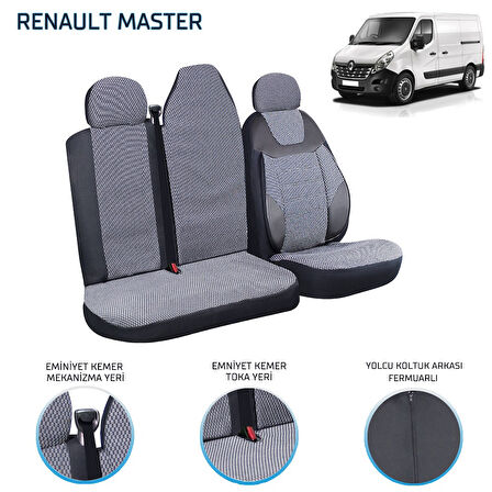 Renault Master 2+1 Ön Koltuk Kılıf Seti Füme