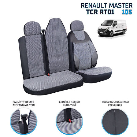 Renault Master 2+1 Ön Koltuk Kılıf Seti Füme