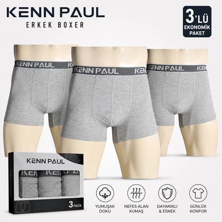 Kennpaul Likralı Erkek Boxer 3 ADET