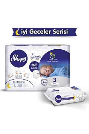 Sleepy Gece Külotu Lavanta Yağlı 3 Beden 4-10 Kg 34'lü