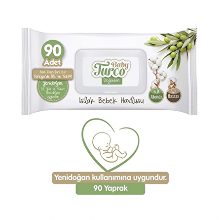 Baby Turco Doğadan Islak Bebek Havlusu 90 Adet