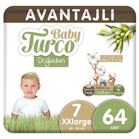 Baby Turco Doğadan 7 Numara Xx Large 64'lü Bebek Bezi