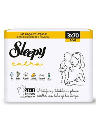 Sleepy Extra Islak Havlu Mendil 3Lü 210 Yaprak