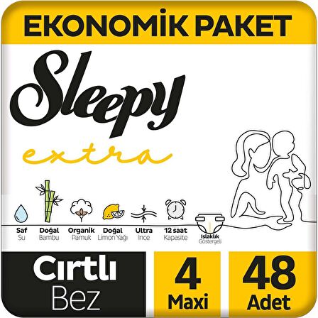 Sleepy Extra Bebek Bezi 4 Numara 48'li Ekonomik Paket 
