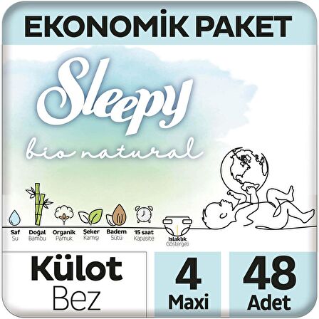 Sleepy Bio Natural Ekonomik Paket Külot Bez 4 Numara Maxi 48'li