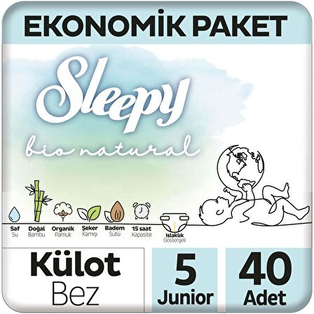 Sleepy Bio Natural 5 Numara Junior 40'lı Külot Bez