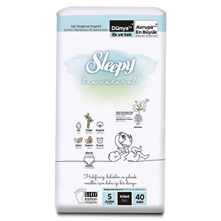 Sleepy Bio Natural 5 Numara Junior 40'lı Külot Bez