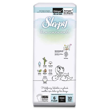 Sleepy Bio Natural Ekonomik Paket Külot Bez 6 Numara Xlarge 32'li