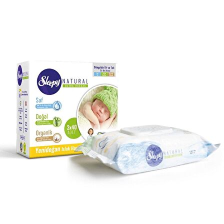 Sleepy Natural Yenidoğan Islak Havlu 3x40 Adet