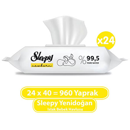 Sleepy Yenidoğan Islak Bebek Havlusu 24x40 (960 Yaprak)