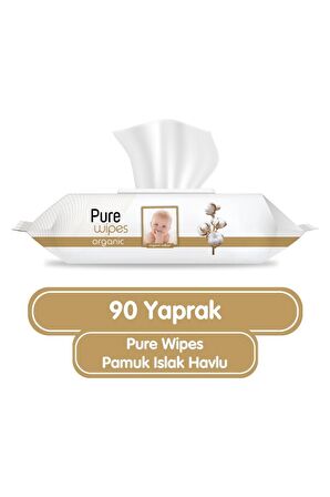 Pure Baby Organik Pamuklu 90 Yaprak Islak Havlu