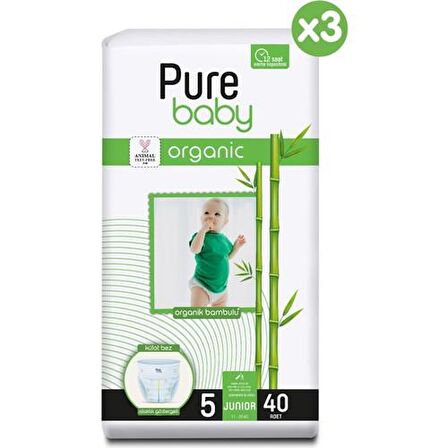 Pure Baby Organic 5 Numara Junior 120'li Külot Bez