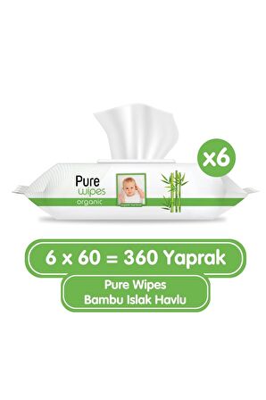 Organik Bambu Özlü Islak Havlu 6×60 (360 Yaprak)