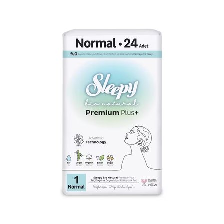 Sleepy Bio Natural Premium Plus Normal Hijyenik Ped 24 Adet