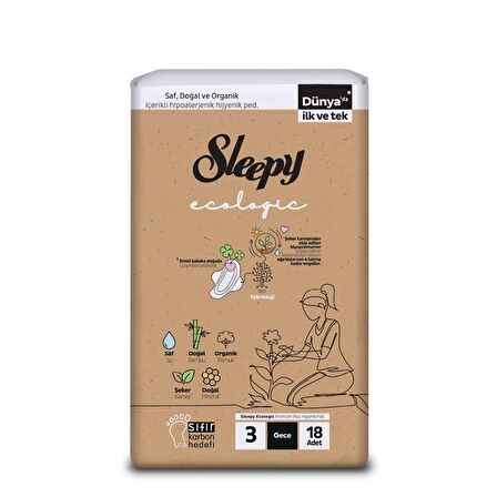 Sleepy Ecologic Premium Plus Gece Hijyenik Ped 18 Adet