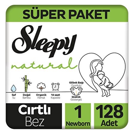 Sleepy Natural 1 Numara Yenidoğan 128'li Cırtlı Bez