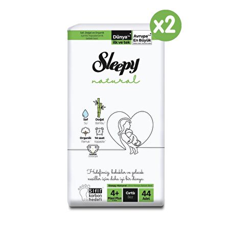 Sleepy Natural 4+ Numara Maxi Plus 88'li Cırtlı Bez