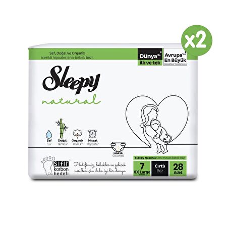 Sleepy Natural 7 Numara XX Large 56'lı Cırtlı Bez