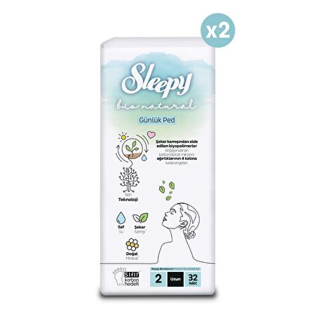 Sleepy Bio Natural Premium Plus 64'lü Günlük Ped