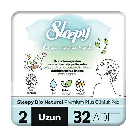 Sleepy Bio Natural Premium Plus 32'li Günlük Ped