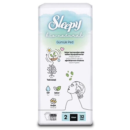 Sleepy Bio Natural Premium Plus 32'li Günlük Ped